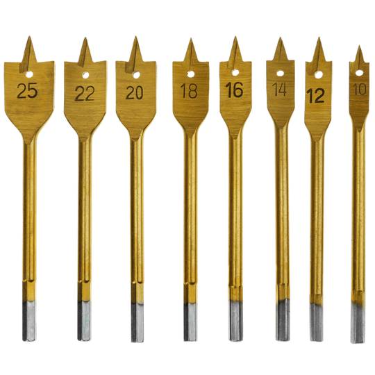 Flach Spaten Bits für Holz im Karton mit 8 teilig Fräsbohrer