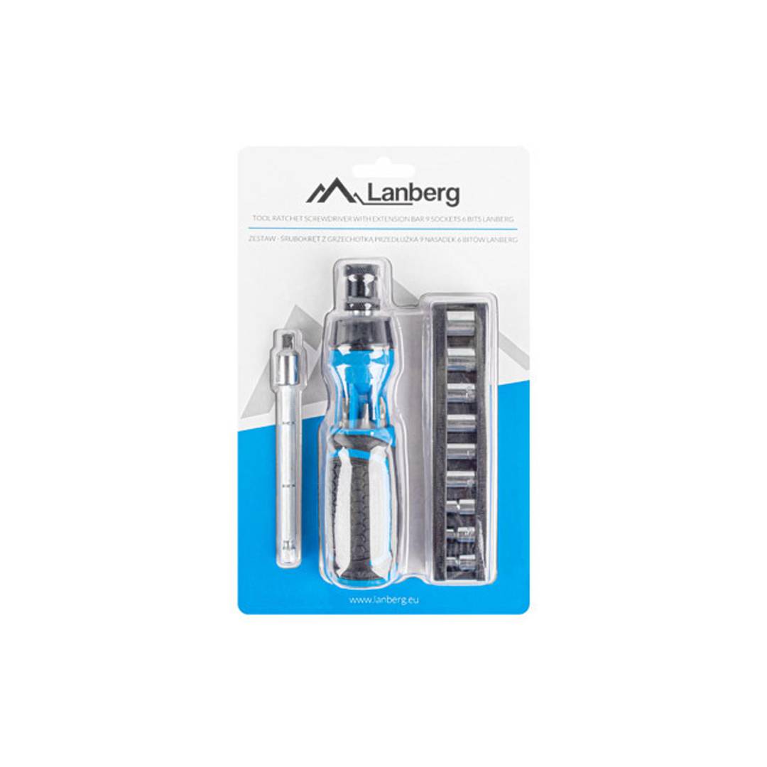 Outil tournevis à cliquet avec rallonge 9 douilles 6 embouts Lanberg NT-0808