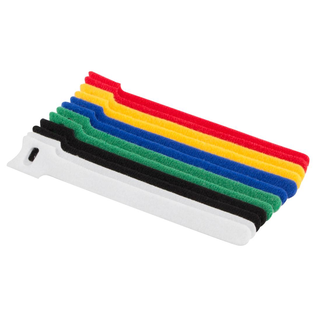 Pack de 12 unitats de brida adherent 150mm en colors negre, blau, verd, vermell, blanc i groc de Lanberg ORG01-MT150-MC6