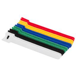 Pak van 12 stuks van 150 mm zelfklevende stropdas in de kleuren zwart, blauw, groen, rood, wit en geel van Lanberg ORG01-MT150-MC6