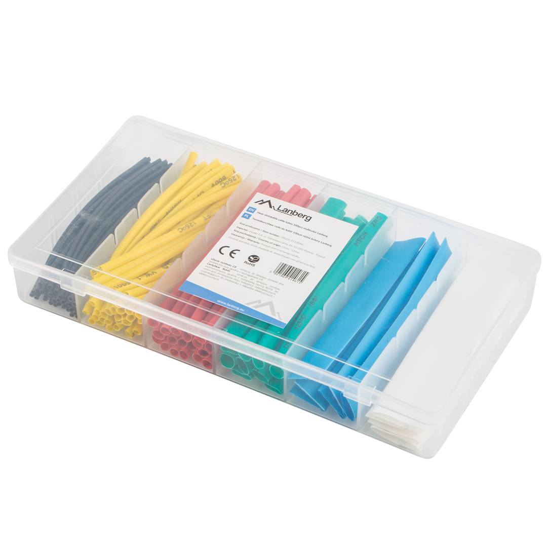 Lot de 100 unités de câble de 0,1 m en noir, bleu, vert, rouge et jaune par Lanberg ORG01-ST100MC