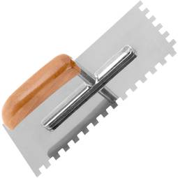 Llana con mango de madera rectangular dentada 240x100mm