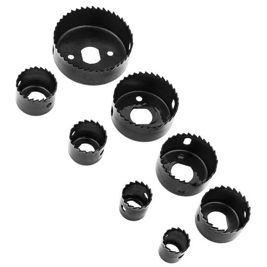 Skrzynia z 8 okrągłymi koronami do cięcia drewnianych otworów 19 21 27 30 37 44 50 64 mm