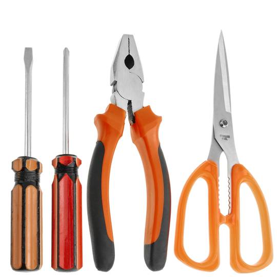 Basic tool kit. Set of 10 pieces. Screwdriver, pliers, tape measure,  scissors, etc. - Cablematic