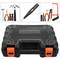 12 piece basic tool set. Screwdriver, pliers, hammer, tape measure, etc.