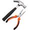 12 piece basic tool set. Screwdriver, pliers, hammer, tape measure, etc.