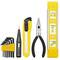 78 piece basic tool set. Screwdriver, pliers, hammer, tape measure, etc.