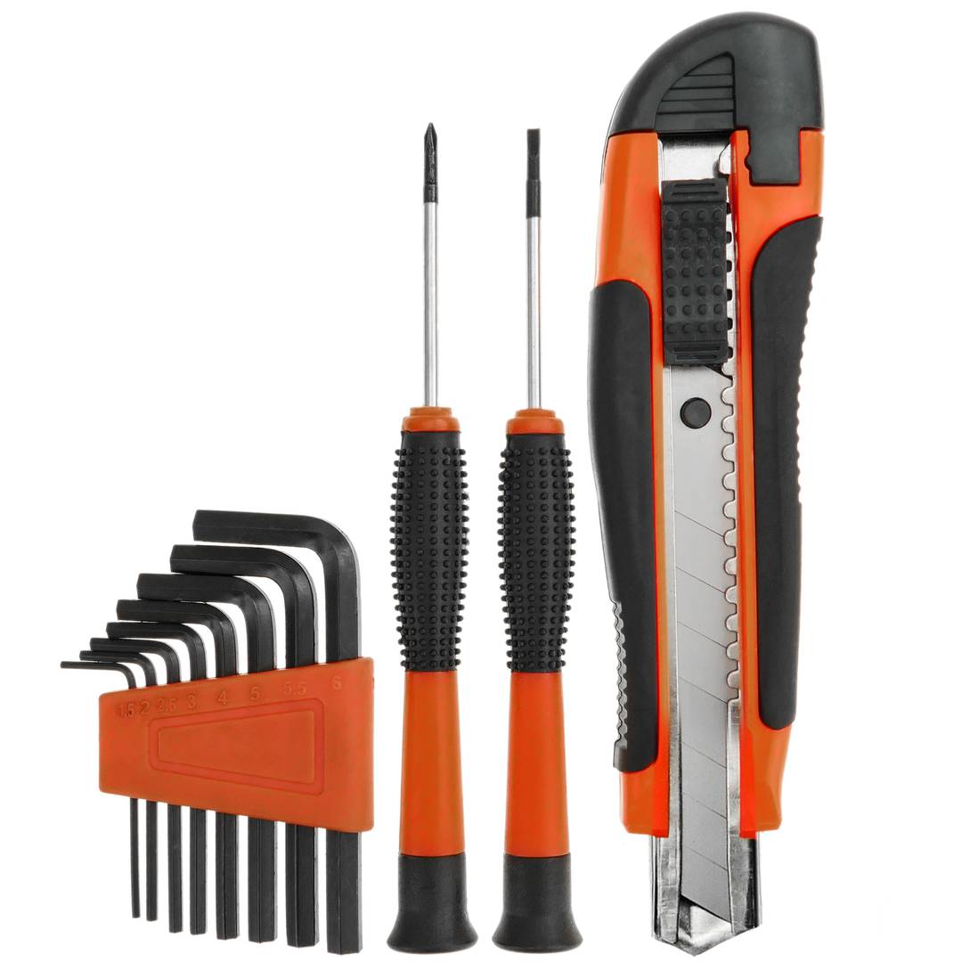 Basic tool kit. Set of 11 pieces. Screwdriver, wire stripper, tape measure,  wrench, etc. - Cablematic