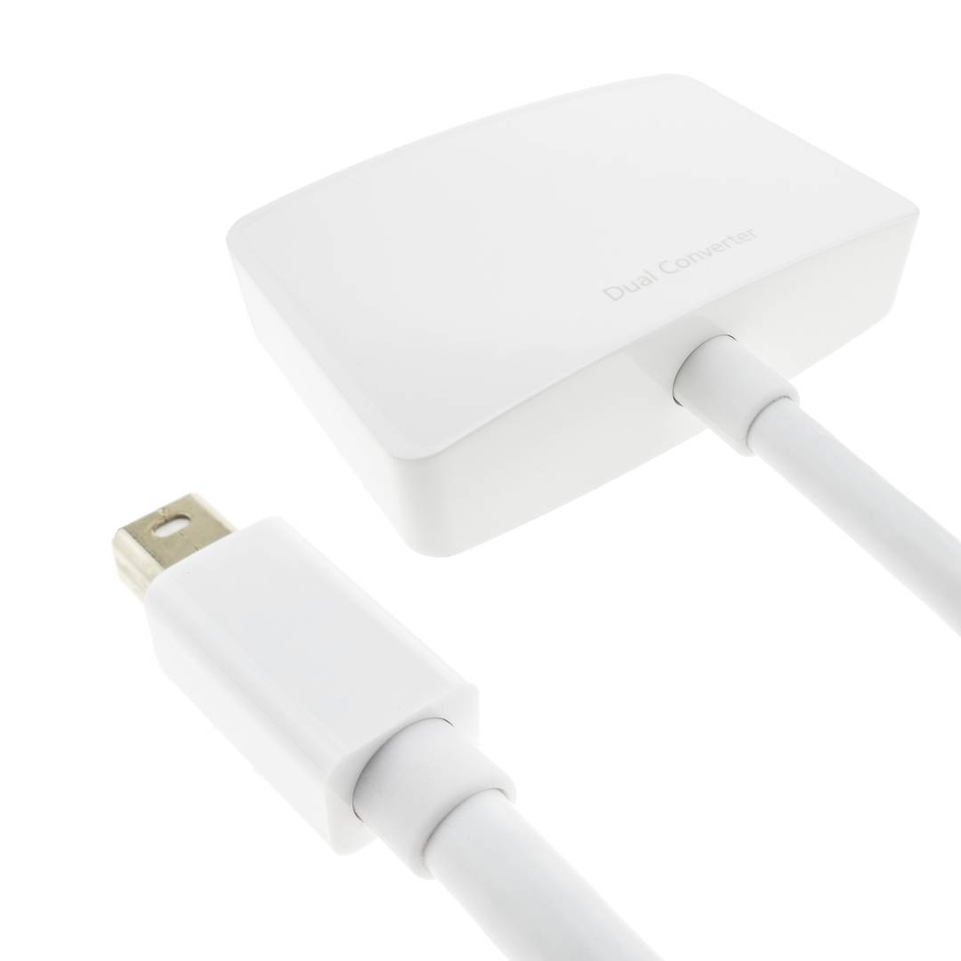 Adaptador de mini-DisplayPort mascle a HDMI femella i VGA femella