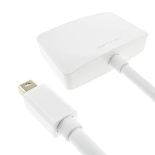 Adaptador de mini-DisplayPort mascle a HDMI femella i VGA femella