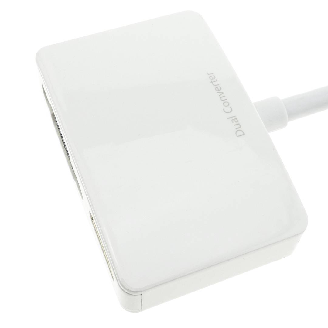 Adaptador de mini-DisplayPort mascle a HDMI femella i VGA femella