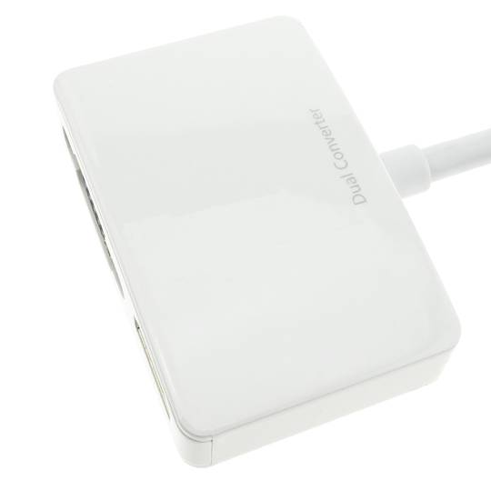 Adaptador de mini-DisplayPort mascle a HDMI femella i VGA femella