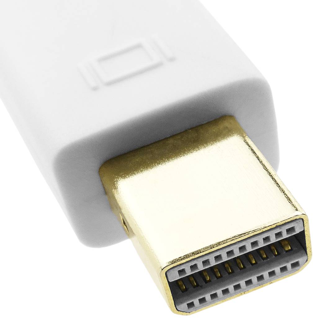 Cabo mini Displayport MiniDP 1080p FullHD para áudio e vídeo digital de 3m branco