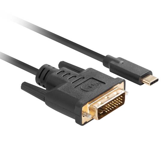 Kabel Lanberg USB Typ C męski 1,8 m, CA-CMDV-10CU-0018-BK, do męskiego złącza DVI-D