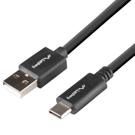 Cable USB C mascle a USB A mascle 2.0 negre 0,5 m de Lanberg CA-USBO-15CU-0005-BK