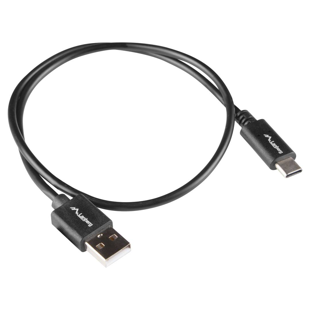 Cable USB C mascle a USB A mascle 2.0 negre 0,5 m de Lanberg CA-USBO-15CU-0005-BK