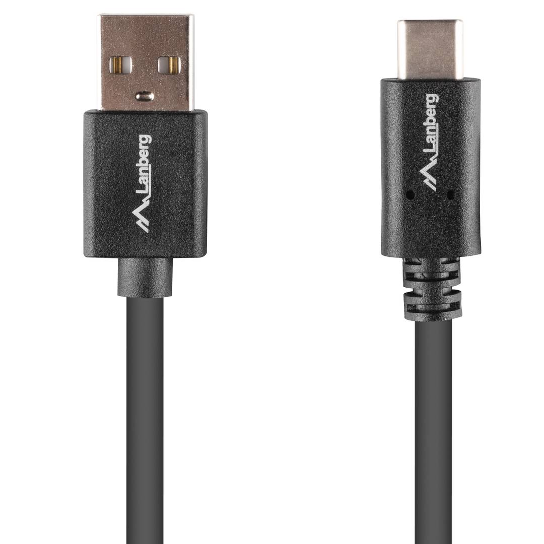 Cable USB C mascle a USB A mascle 2.0 negre 0,5 m de Lanberg CA-USBO-15CU-0005-BK