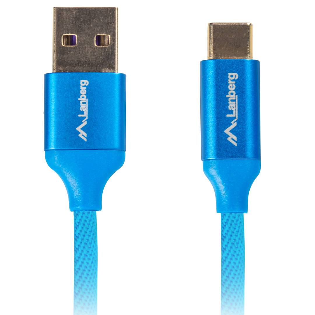 Lanberg USB-C macho para USB-A macho 2.0 cabo 0,5 m azul CA-USBO-21CU-0005-BL