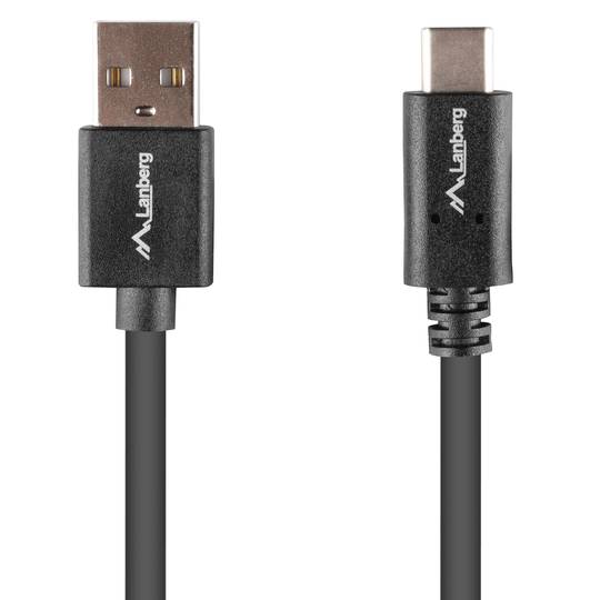 Lanberg USB C male naar USB A male 2.0 kabel zwart 1m van Black Box QC 3.0 CA-USBO-15CU-0010-BK