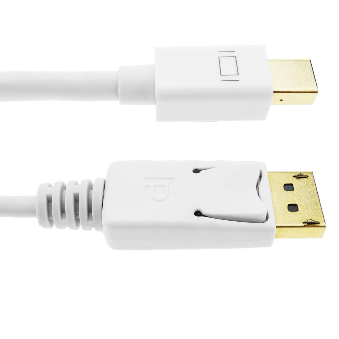 Cabo Mini Displayport a Displayport 2K 4K 1080p FullHD para áudio e vídeo digital 1m branco