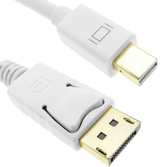 Cable Mini Displayport to Displayport 2K 4K 1080p FullHD for digital audio and video 3m white