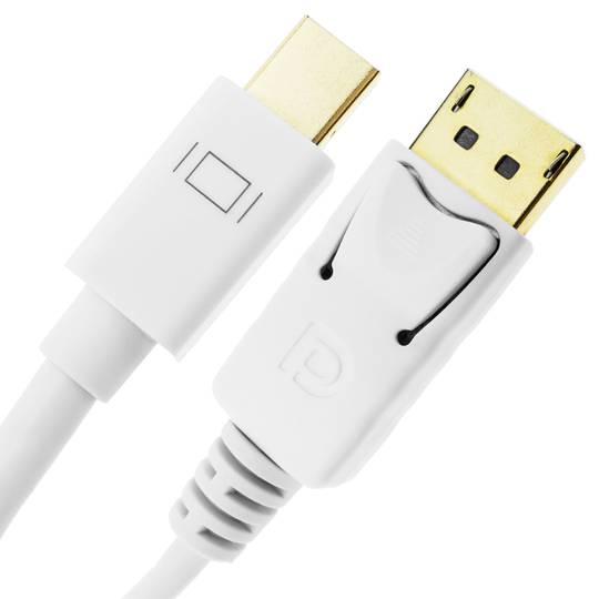 Cable Mini Displayport to Displayport 2K 4K 1080p FullHD for digital audio and video 3m white
