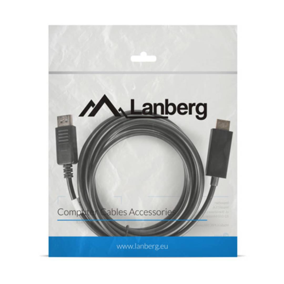 Cabo DisplayPort 1.1 para HDMI 8.64 Gb/s Lanberg preto 3 m