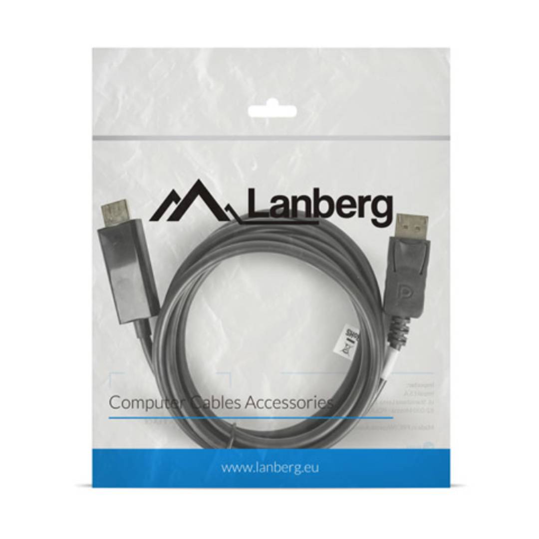 Cabo DisplayPort 1.1 para HDMI 8,64 Gb/s Lanberg preto 1,8 m
