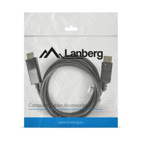 Cabo DisplayPort 1.1 para HDMI 8,64 Gb/s Lanberg preto 1,8 m