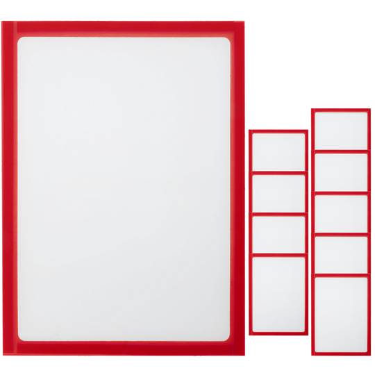 Pochette magnétique d'affichage document en format A3 avec cadre flexible rouge (5 pièces)