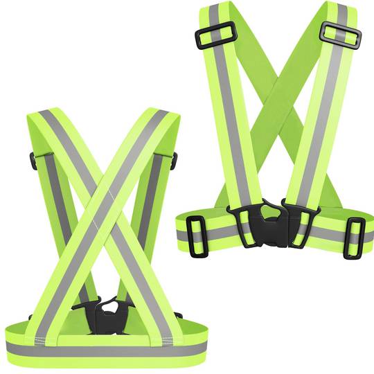 Armilla reflectant d'alta visibilitat amb tirants elàstics per a seguretat laboral ciclisme (2-PACK)