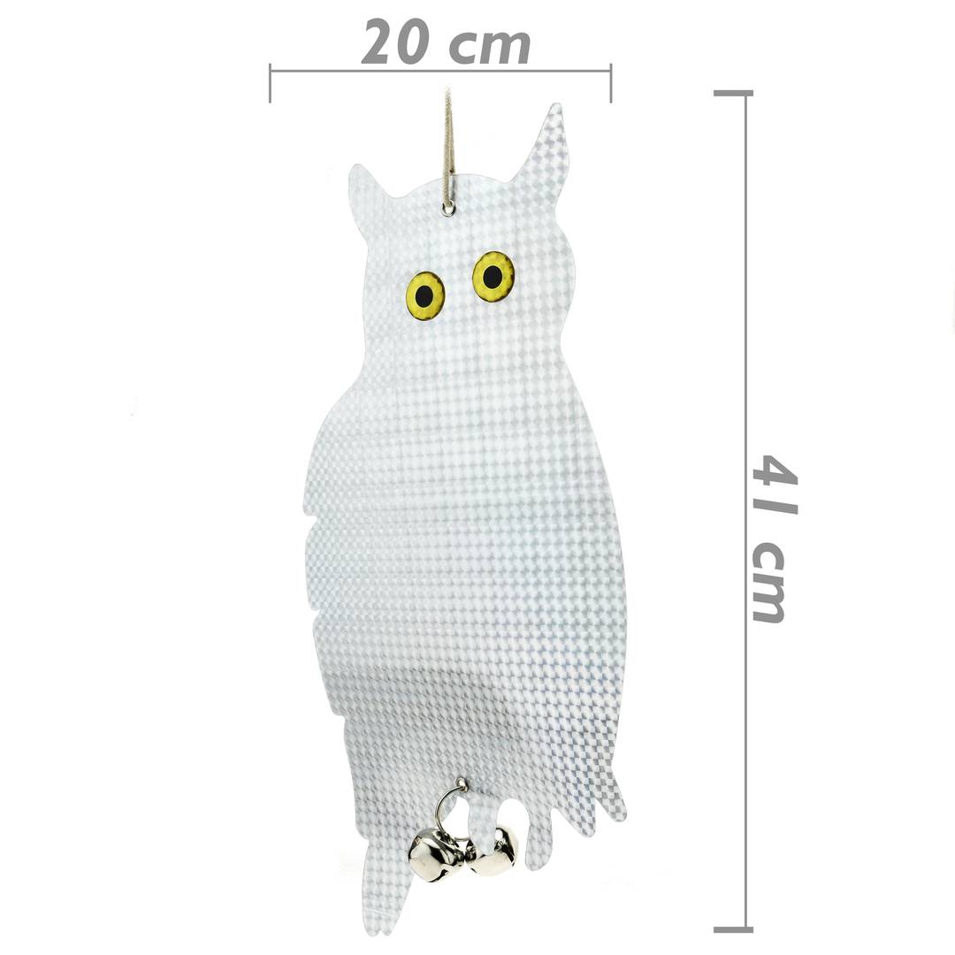 Repelent d'aus Repelent d'ocells i plagues Espantaocells tipus mussol reflectant i cascavells 2-pack