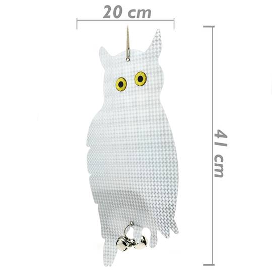 Repelent d'aus Repelent d'ocells i plagues Espantaocells tipus mussol reflectant i cascavells 2-pack