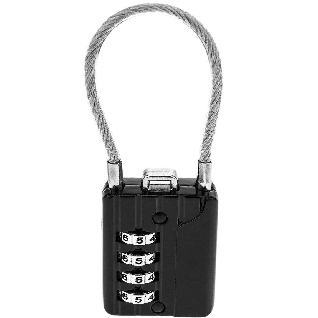 Cadenas de sécurité avec câble en acier et combinaison à 4 chiffres 2-pack