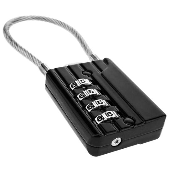 Cadenas de sécurité avec câble en acier et combinaison à 4 chiffres 2-pack