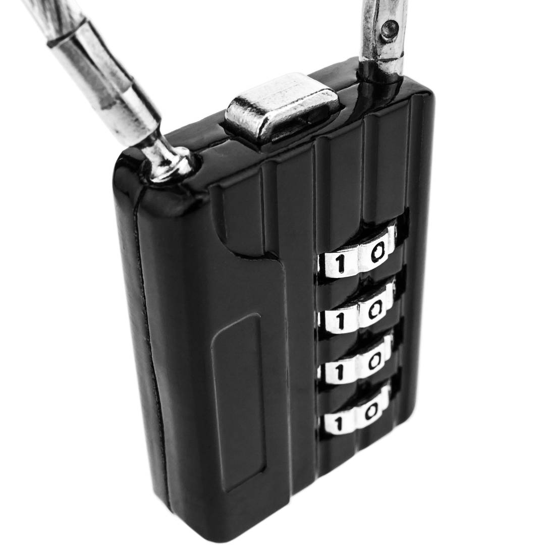 Cadenas de sécurité avec câble en acier et combinaison à 4 chiffres 2-pack