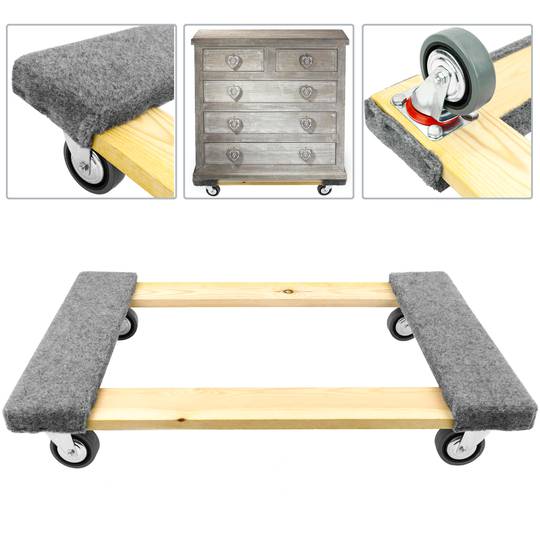 Gepolsterte Transport- und Ladeplattform mit Rädern 77 x 48 cm 2 Einheiten