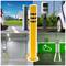 Pack de 2 uds de pilonas bolardos de acero con base clavada amarilla 89x750mm
