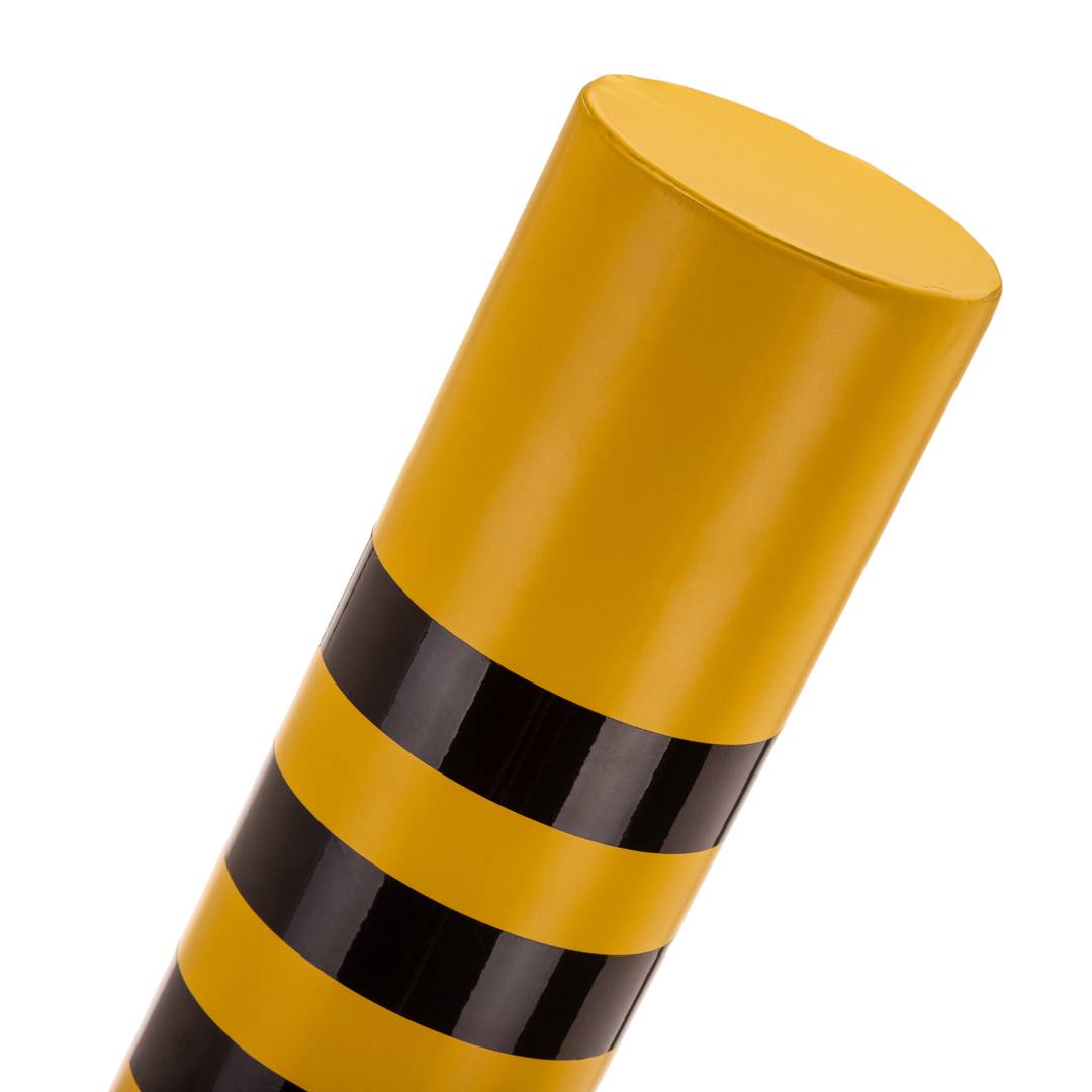 Pack de 2 uds de pilonas bolardos de acero con base clavada amarilla 89x750mm