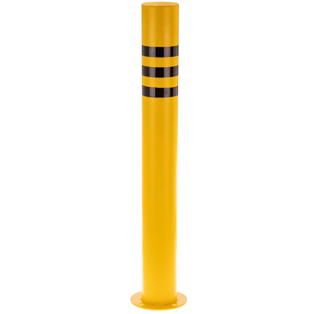 Pack de 2 uds de pilonas bolardos de acero con base clavada amarilla 89x750mm