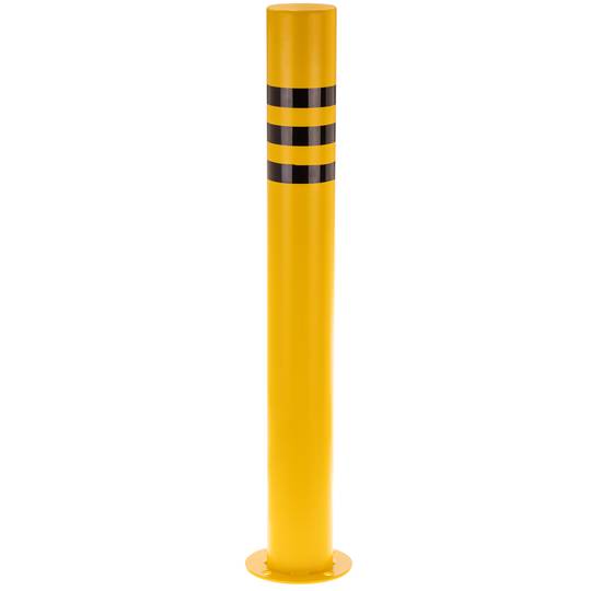 Pack de 2 uds de pilonas bolardos de acero con base clavada amarilla 89x750mm