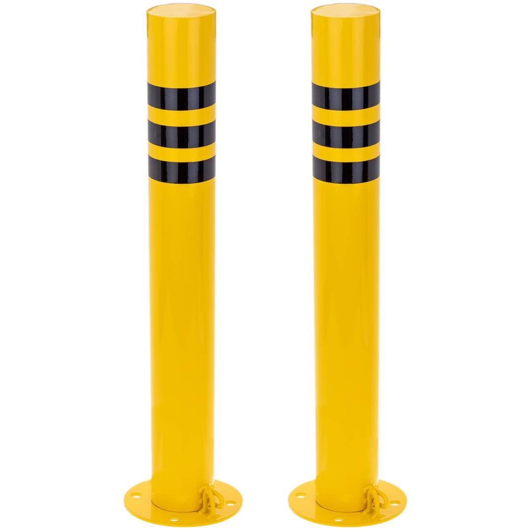 Pack de 2 unidades de postes de amarração em aço com base pregada amovível 110x1000mm