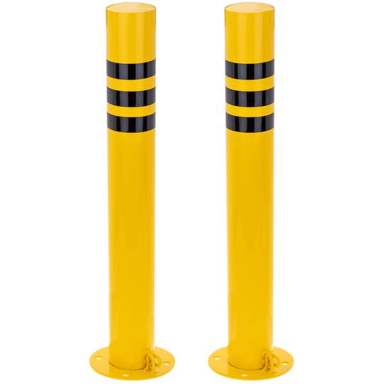 Pack de 2 unidades de postes de amarração em aço com base pregada amovível 110x1000mm