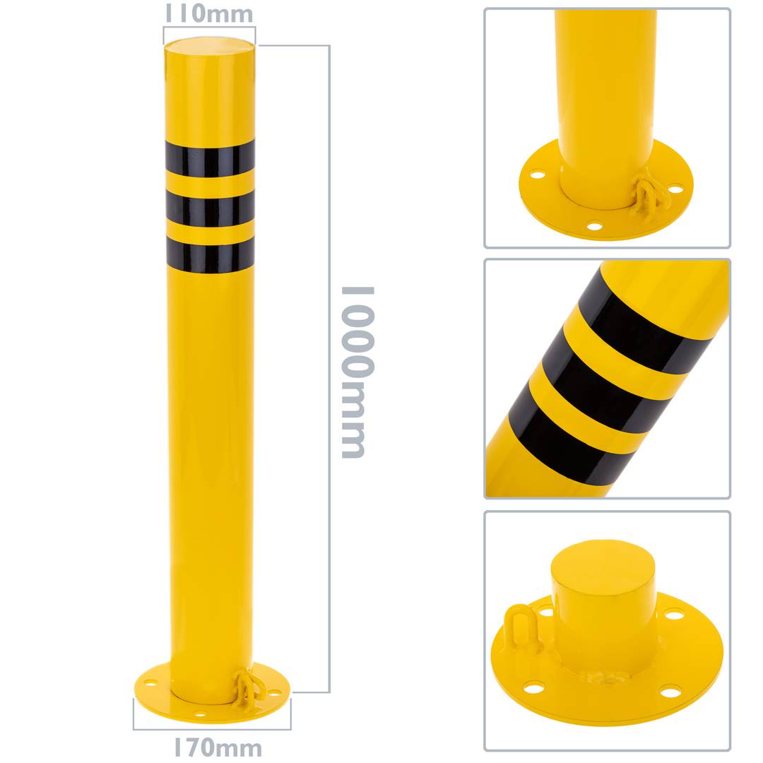 Pack de 2 unidades de postes de amarração em aço com base pregada amovível 110x1000mm