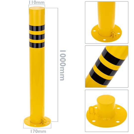 Pack de 2 unidades de postes de amarração em aço com base pregada amovível 110x1000mm