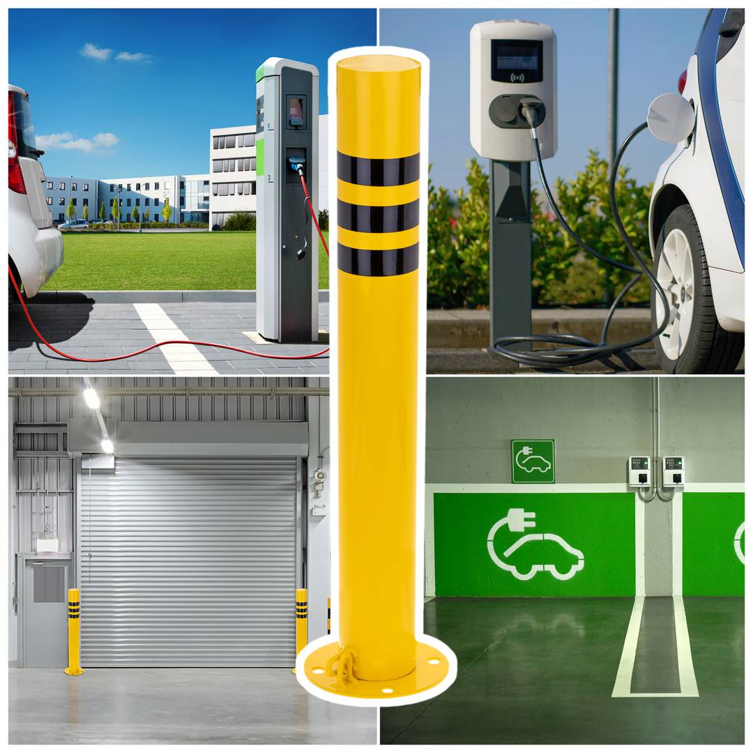 Pack de 2 unidades de postes de amarração em aço com base pregada amovível 110x1000mm