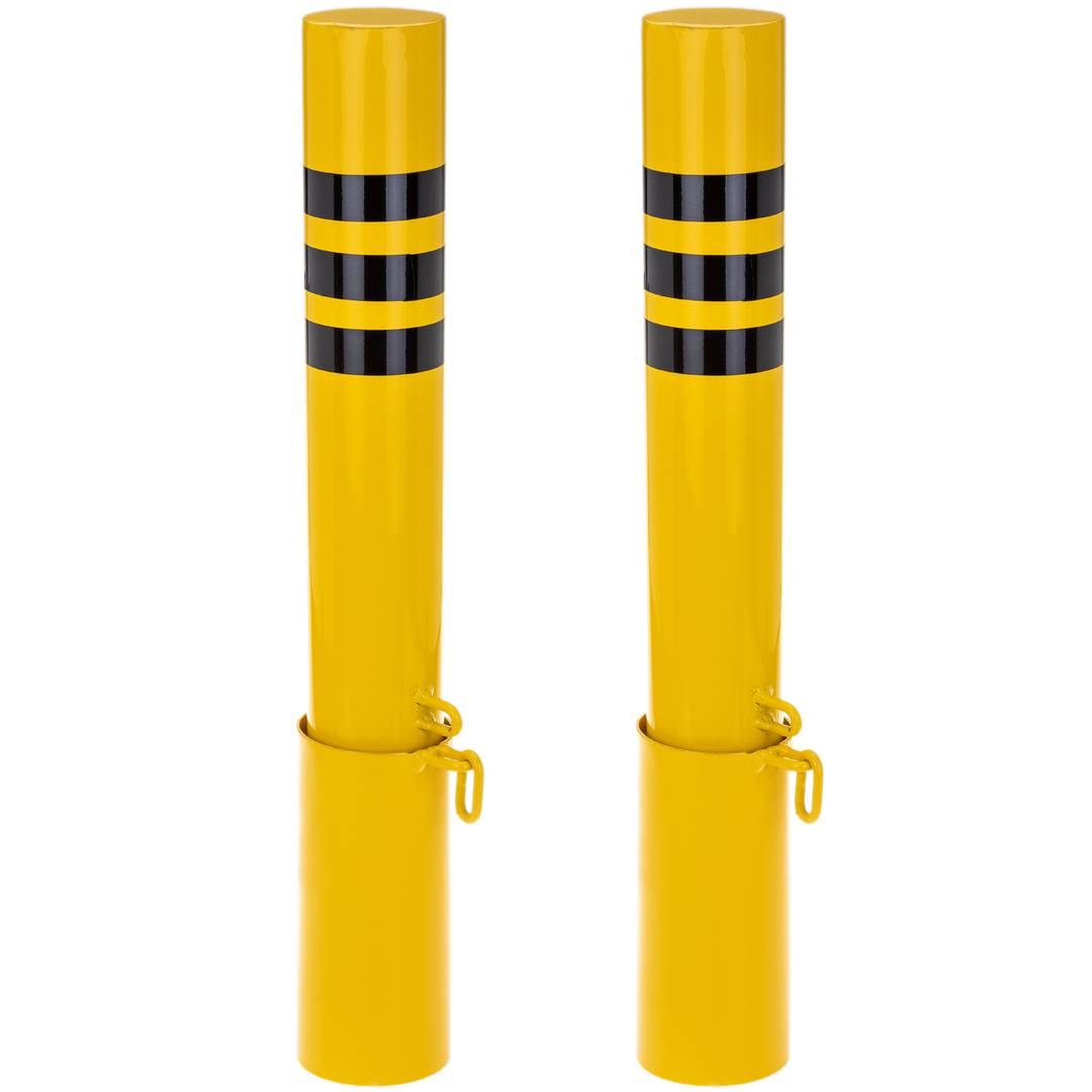 Pack de 2 unidades de postes de amarração em aço com base enterrada amovível 76x600mm