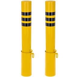 Pack de 2 pcs de bornes bornes en acier avec socle enterré amovible 76x600mm