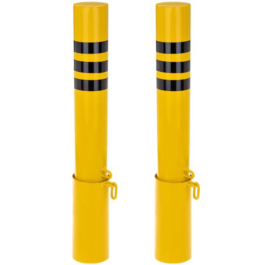 Pack de 2 unidades de postes de amarração em aço com base enterrada amovível 76x600mm