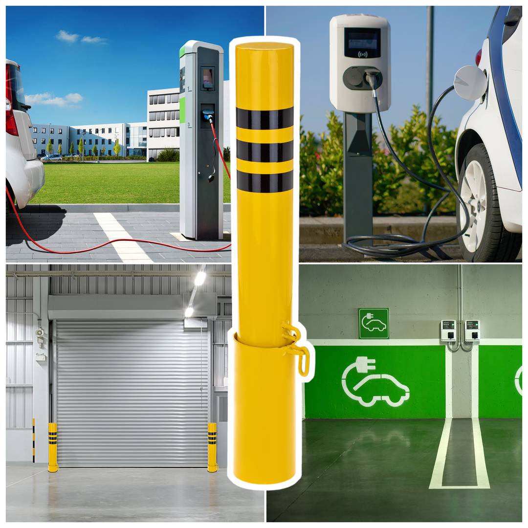 Pack of 2 pcs of steel bollard bollards with removable buried base 89x750mm